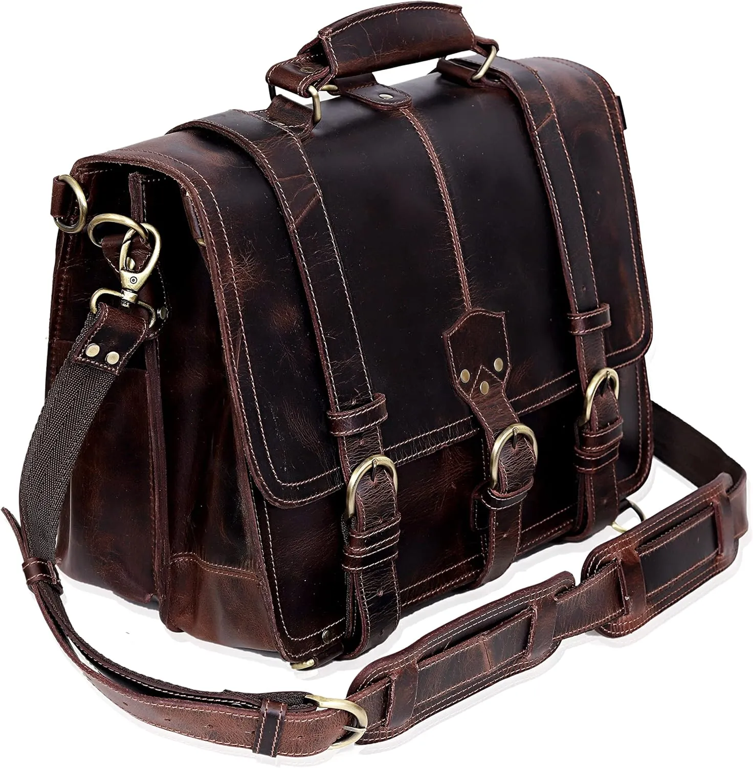 cuero Leather briefcase 18 Inch Laptop Messenger Bags for Men and Women Best Office College briefcase Shoulder Bag