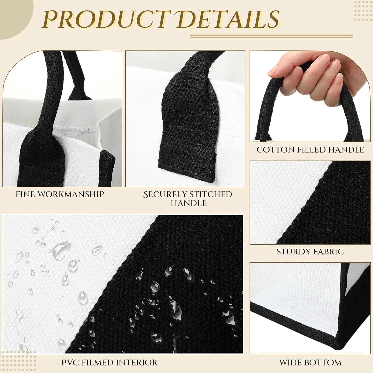 Cunno 12 Pcs Burlap Tote Bag Mini Jute Reusable Bag with Handles Small Blank Canvas Gift Waterproof for Wedding Beach DIY