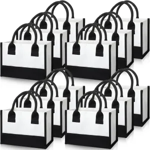 Cunno 12 Pcs Burlap Tote Bag Mini Jute Reusable Bag with Handles Small Blank Canvas Gift Waterproof for Wedding Beach DIY