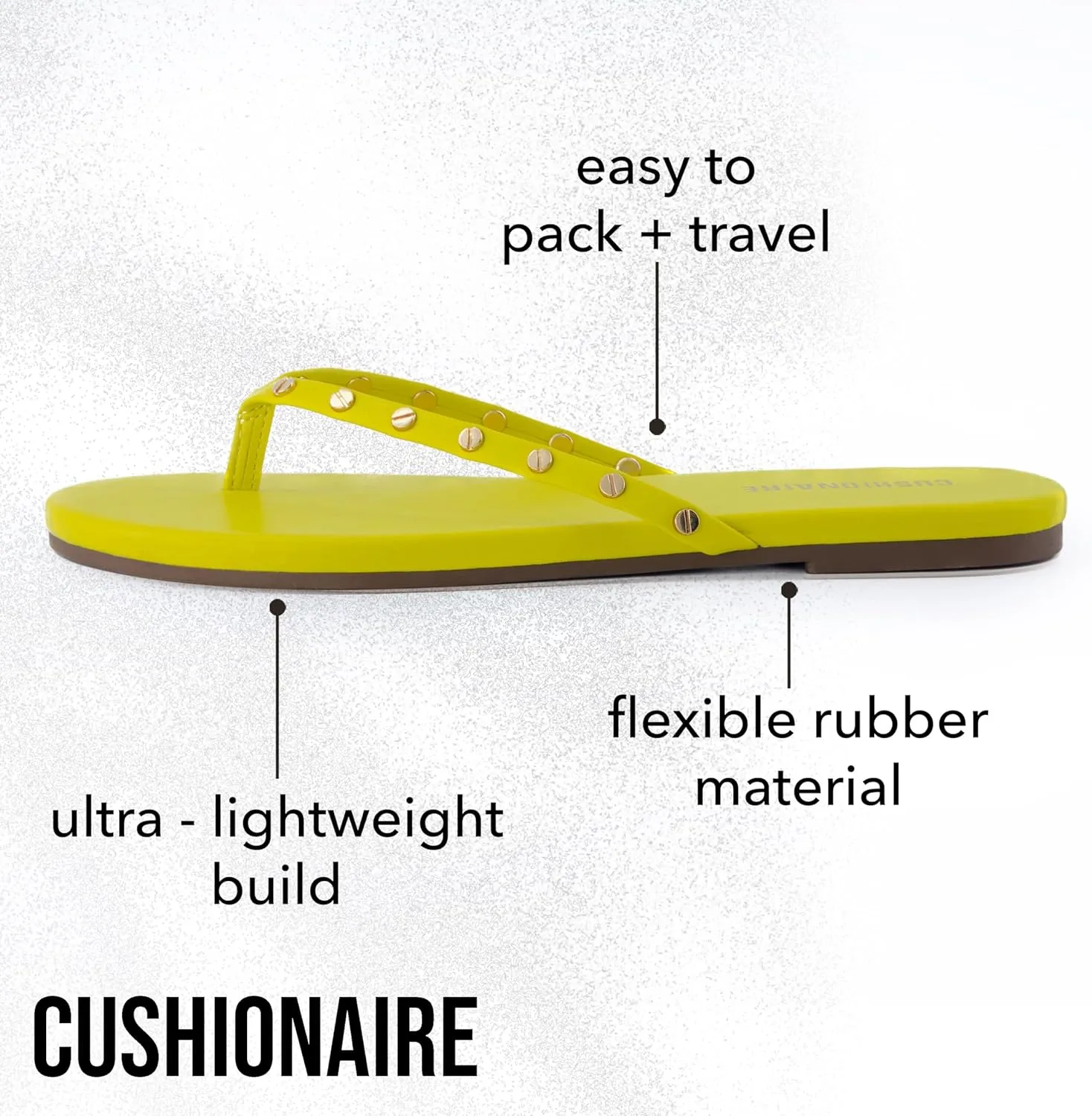 CUSHIONAIRE Confetti Women’s Studded Flip Flop Sandal – Slip-On Thong with Memory Foam & Stylish Rivet Strap