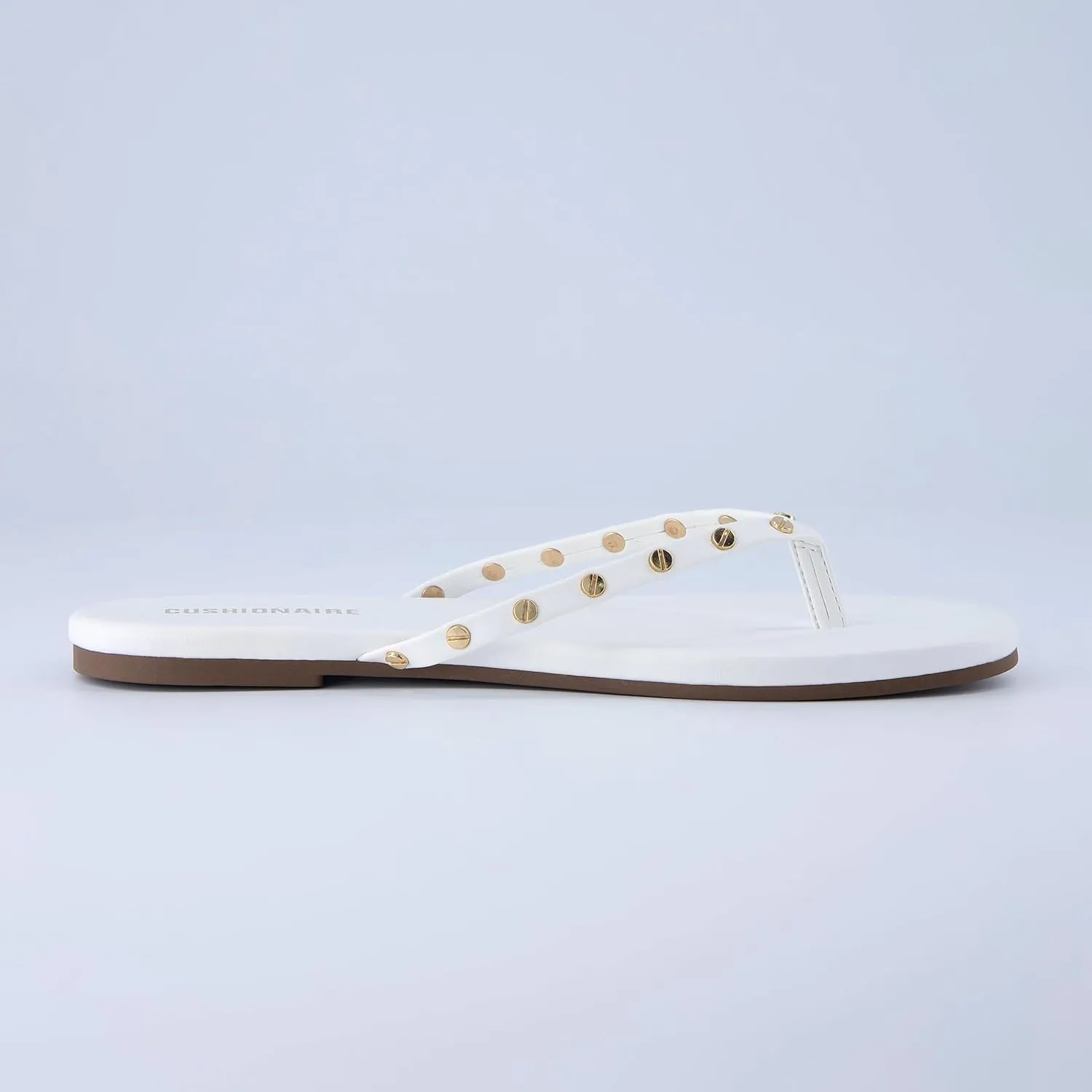 CUSHIONAIRE Confetti Women’s Studded Flip Flop Sandal – Slip-On Thong with Memory Foam & Stylish Rivet Strap