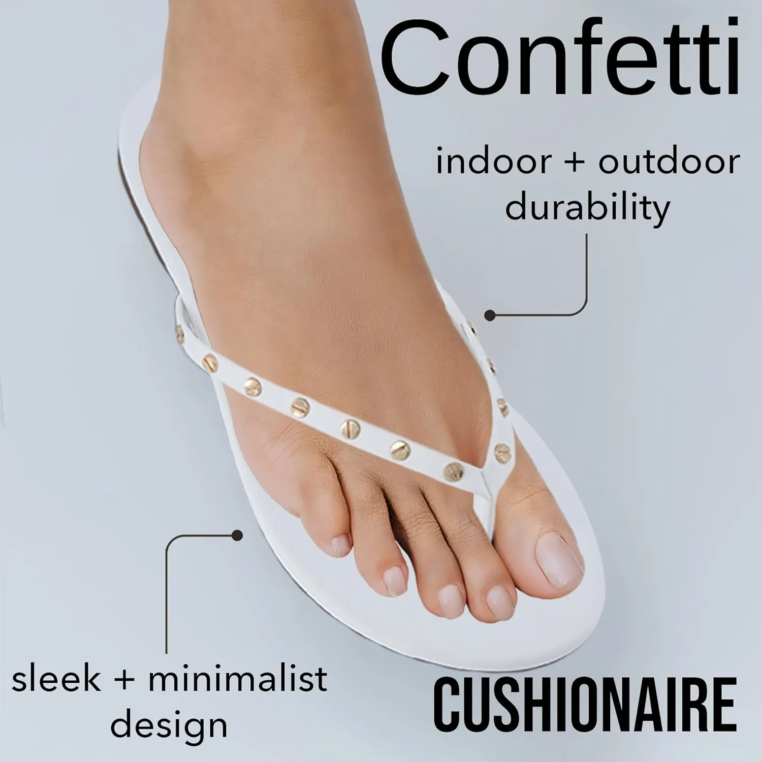 CUSHIONAIRE Confetti Women’s Studded Flip Flop Sandal – Slip-On Thong with Memory Foam & Stylish Rivet Strap