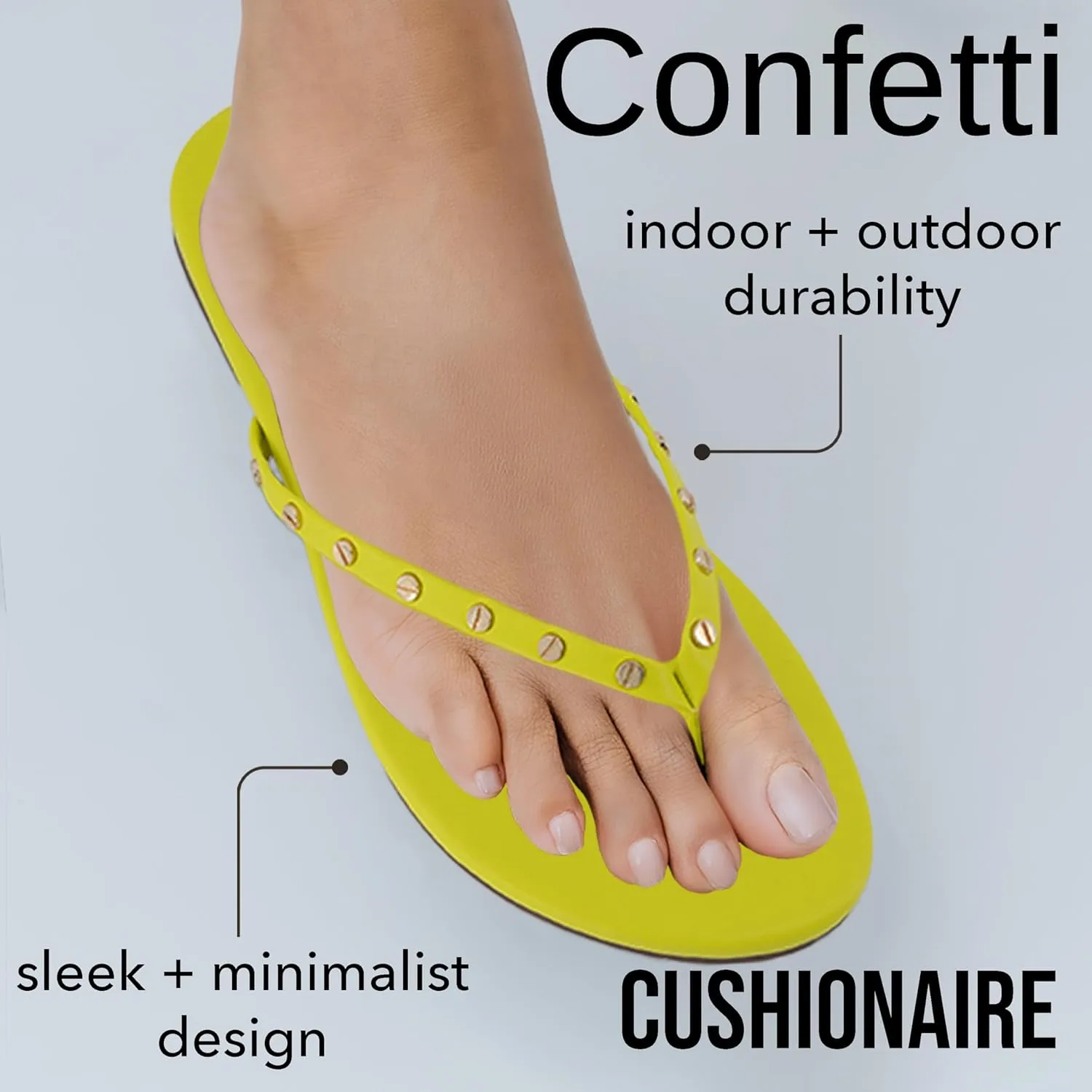 CUSHIONAIRE Confetti Women’s Studded Flip Flop Sandal – Slip-On Thong with Memory Foam & Stylish Rivet Strap