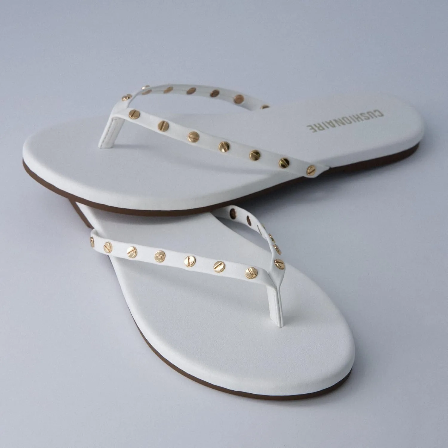 CUSHIONAIRE Confetti Women’s Studded Flip Flop Sandal – Slip-On Thong with Memory Foam & Stylish Rivet Strap