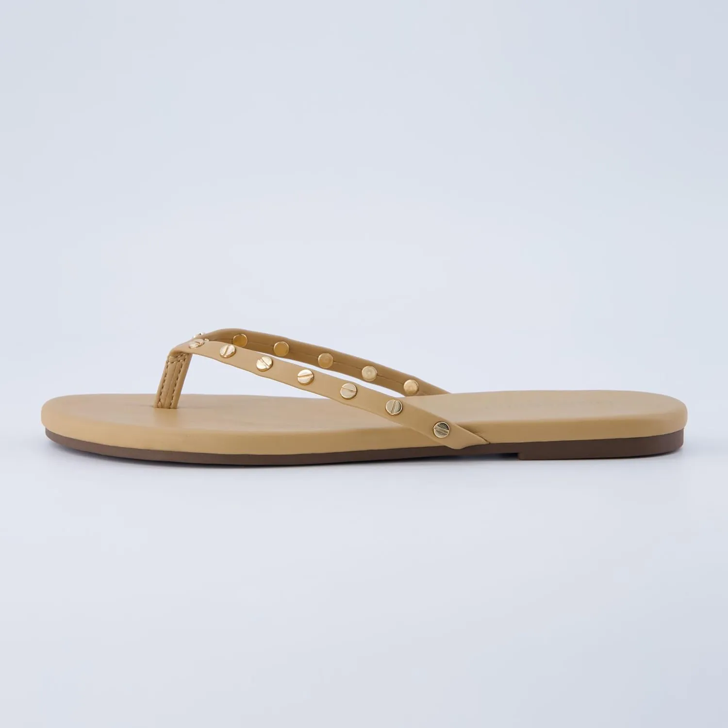 CUSHIONAIRE Confetti Women’s Studded Flip Flop Sandal – Slip-On Thong with Memory Foam & Stylish Rivet Strap