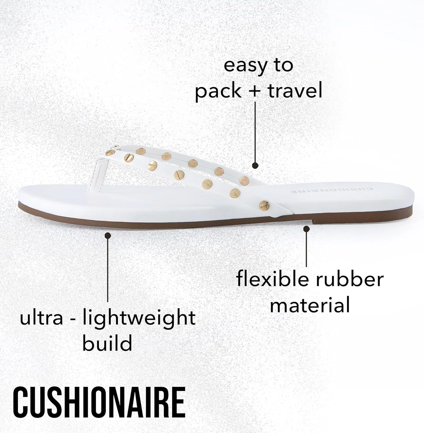 CUSHIONAIRE Confetti Women’s Studded Flip Flop Sandal – Slip-On Thong with Memory Foam & Stylish Rivet Strap