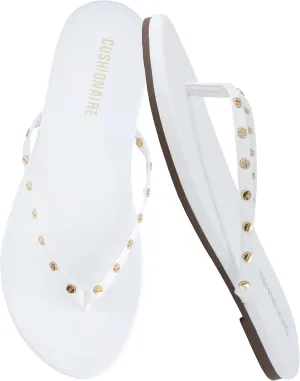 CUSHIONAIRE Confetti Women’s Studded Flip Flop Sandal – Slip-On Thong with Memory Foam & Stylish Rivet Strap