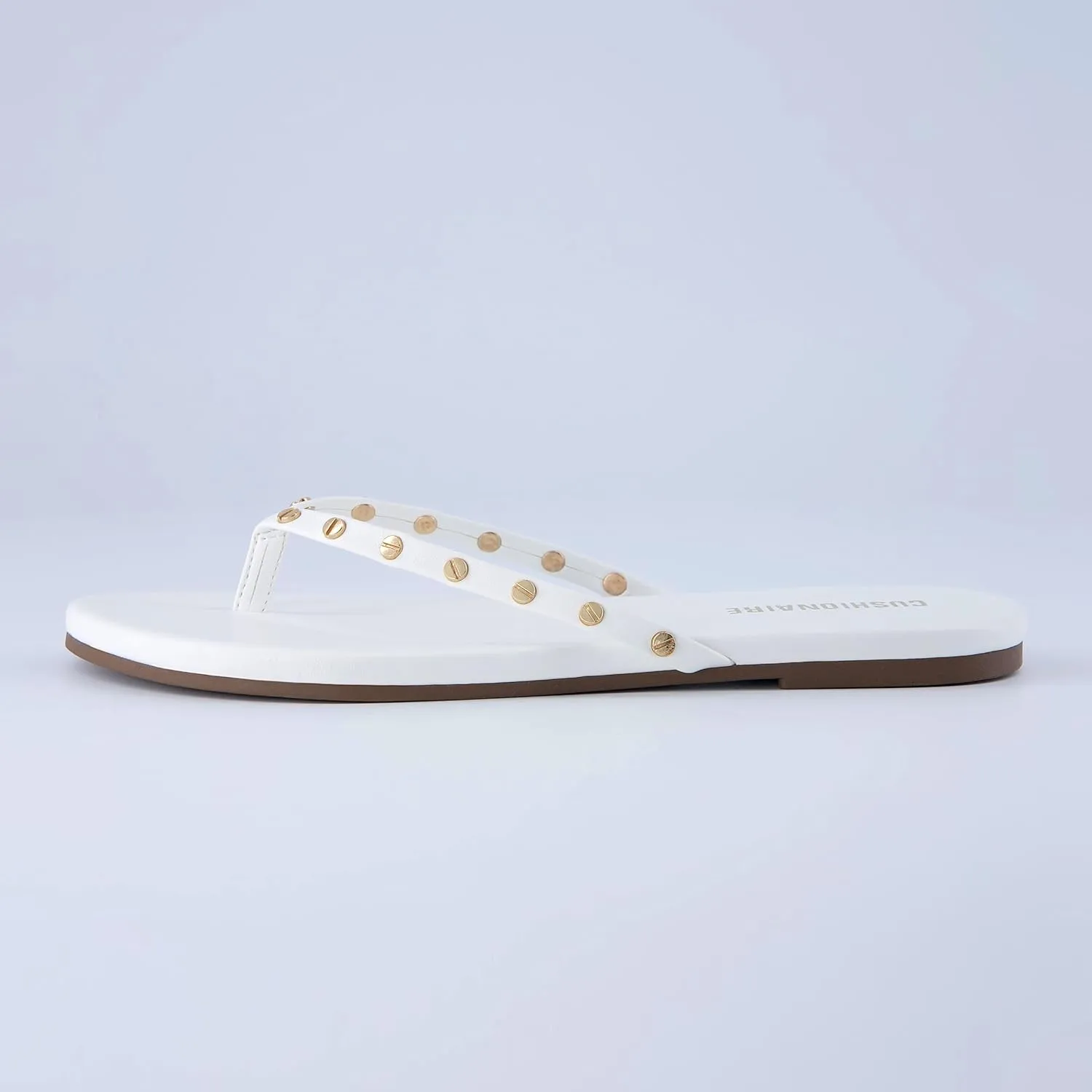 CUSHIONAIRE Confetti Women’s Studded Flip Flop Sandal – Slip-On Thong with Memory Foam & Stylish Rivet Strap