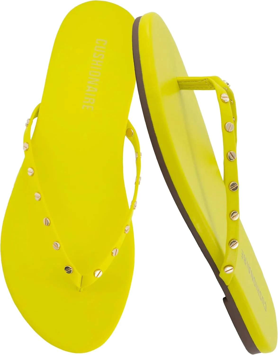 CUSHIONAIRE Confetti Women’s Studded Flip Flop Sandal – Slip-On Thong with Memory Foam & Stylish Rivet Strap