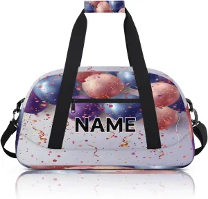 Custom Colorful Balloon Small Gym Bag 18 inch for Women Men Personalized Happy Birthday Carry On Overnight Weekender Bag for Travel Work Dance Sport