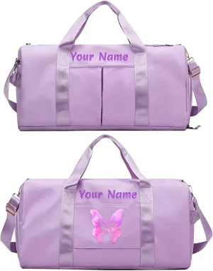 Custom embroidered sports bag, personalized gym bag, (with wet and dry pockets and shoe compartment) weekend travel duffel bag with shoulder strap, gift for travel and sports lovers