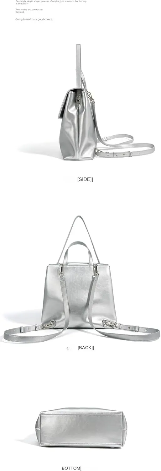 Custom Genuine Leather Lady's Fashion Minimalist Niche Design Double Shoulder Bag with Handle Large Capacity