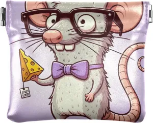 Custom Leather Coin Purse Holder Women Funny Cartoon Rat Squeeze Small Change Purse for Coins