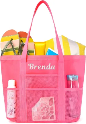 Custom Mesh Beach Bag Embroidered Name,Tote Bag for Women,Girls Pool Tote,Travel tote Bags,Custom Corporate Events