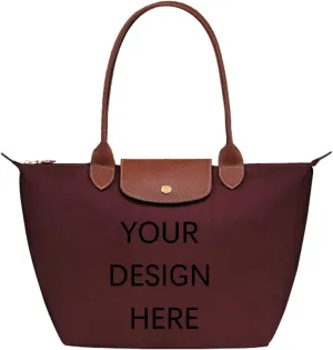 Custom Personalized Text Photo Shoulder Bag Nylon Top-Handle Purse is a Great Gift with Zipper Leisure for Women