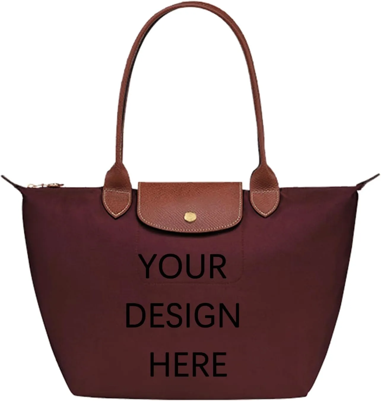 Custom Personalized Text Photo Shoulder Bag Nylon Top-Handle Purse is a Great Gift with Zipper Leisure for Women