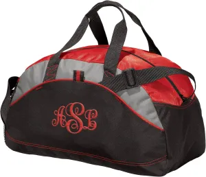 Custom Sport Duffel Bag Add Your Embroidered Monogram Medium Contrast Sport Gym Travel Water Resistant Duffel Bag Red