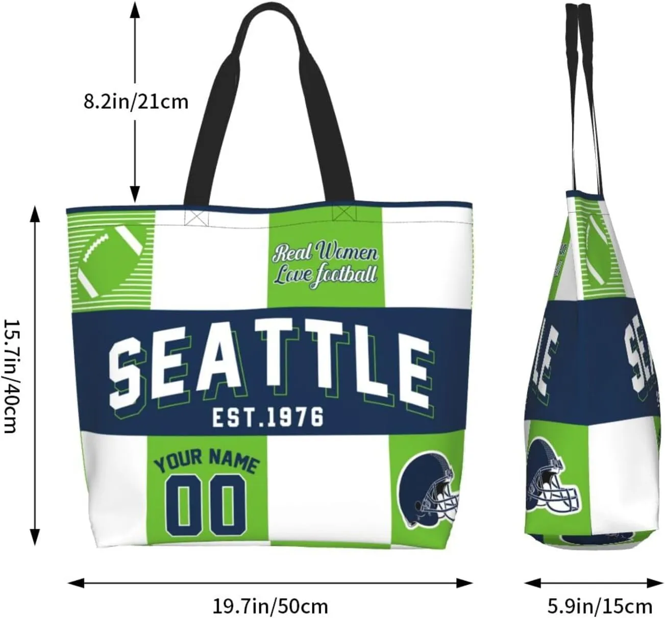 Custom Tote Bags Custom Football Bag Personalized Add Your Name and Number Shoulder Bag Beach Bag For Women Fans Gift
