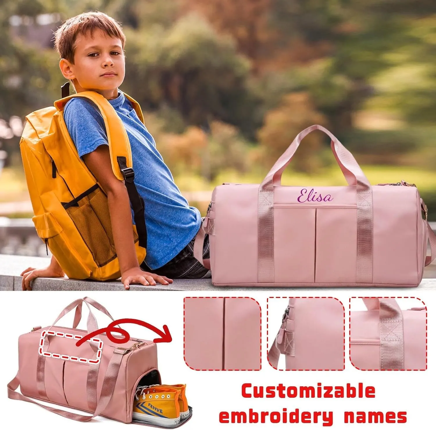 CustomDuffle Bag 10 Colors - Embroidered Name | Custom Bags for Women/Men | Waterproof Gym Bag for Fitness/Travel/Swim