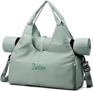 Customizable Yoga Gym Bag for Women with Shoes Compartment, Wet/Dry Pockets, Adjustable Yoga Mat Holder - Lightweight Water-Resistant Tote
