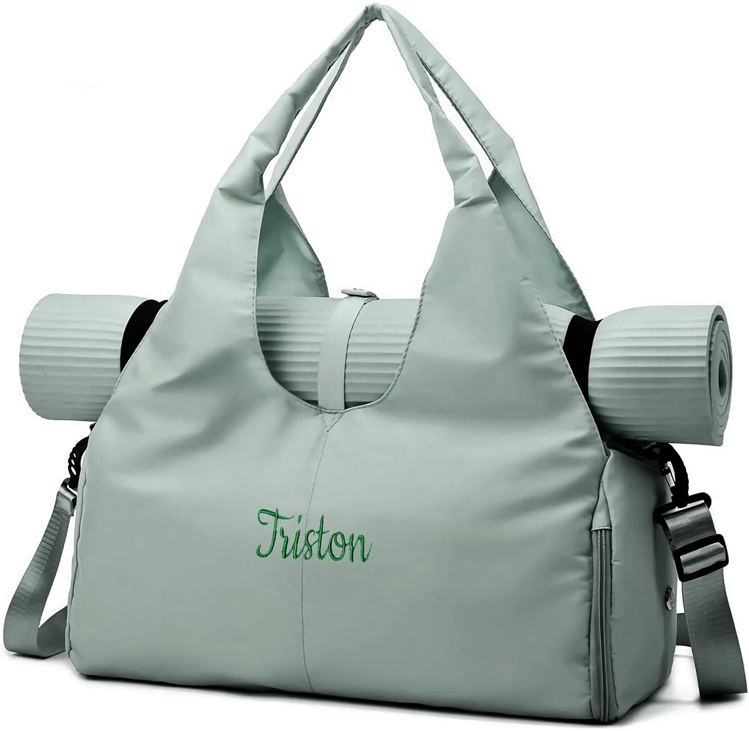 Customizable Yoga Gym Bag for Women with Shoes Compartment, Wet/Dry Pockets, Adjustable Yoga Mat Holder - Lightweight Water-Resistant Tote