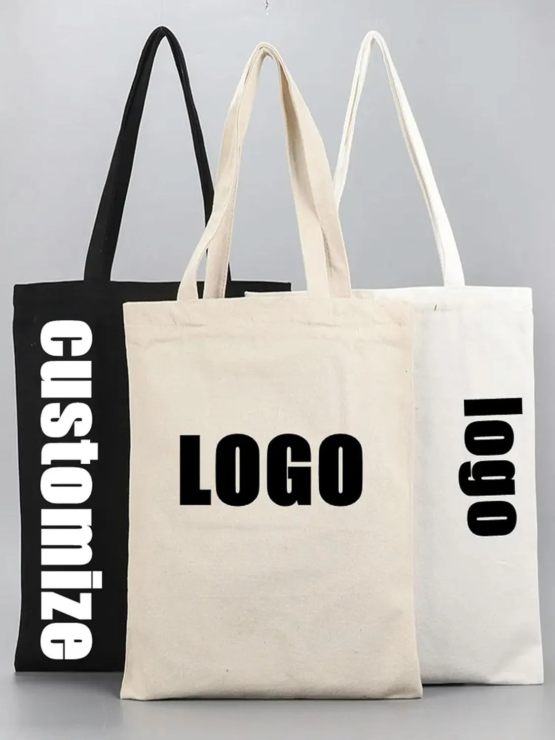 Customized Logo Personalized Signature Women's Cloth Shopping Bags Shoulder Duffel Canvas Handbags