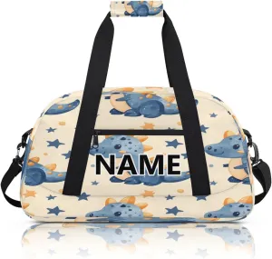 Cute Dinosaur Mini Gym Bag 18 inch for Women Men Waterproof Custom Cartoon Dinosaur Travel Duffel Bag Carry On Overnight Tote Nurse Bag for Work Fitness Hiking