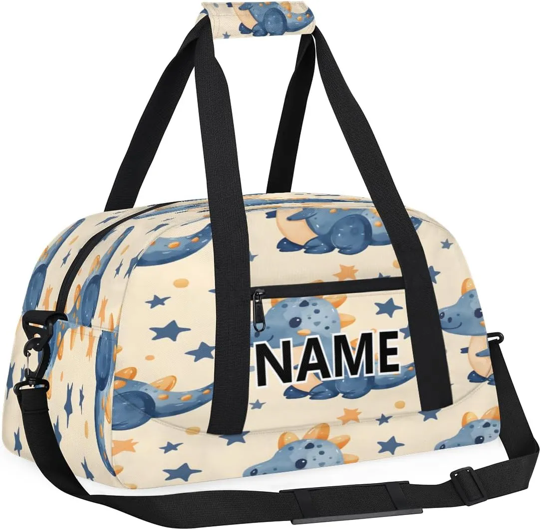 Cute Dinosaur Mini Gym Bag 18 inch for Women Men Waterproof Custom Cartoon Dinosaur Travel Duffel Bag Carry On Overnight Tote Nurse Bag for Work Fitness Hiking