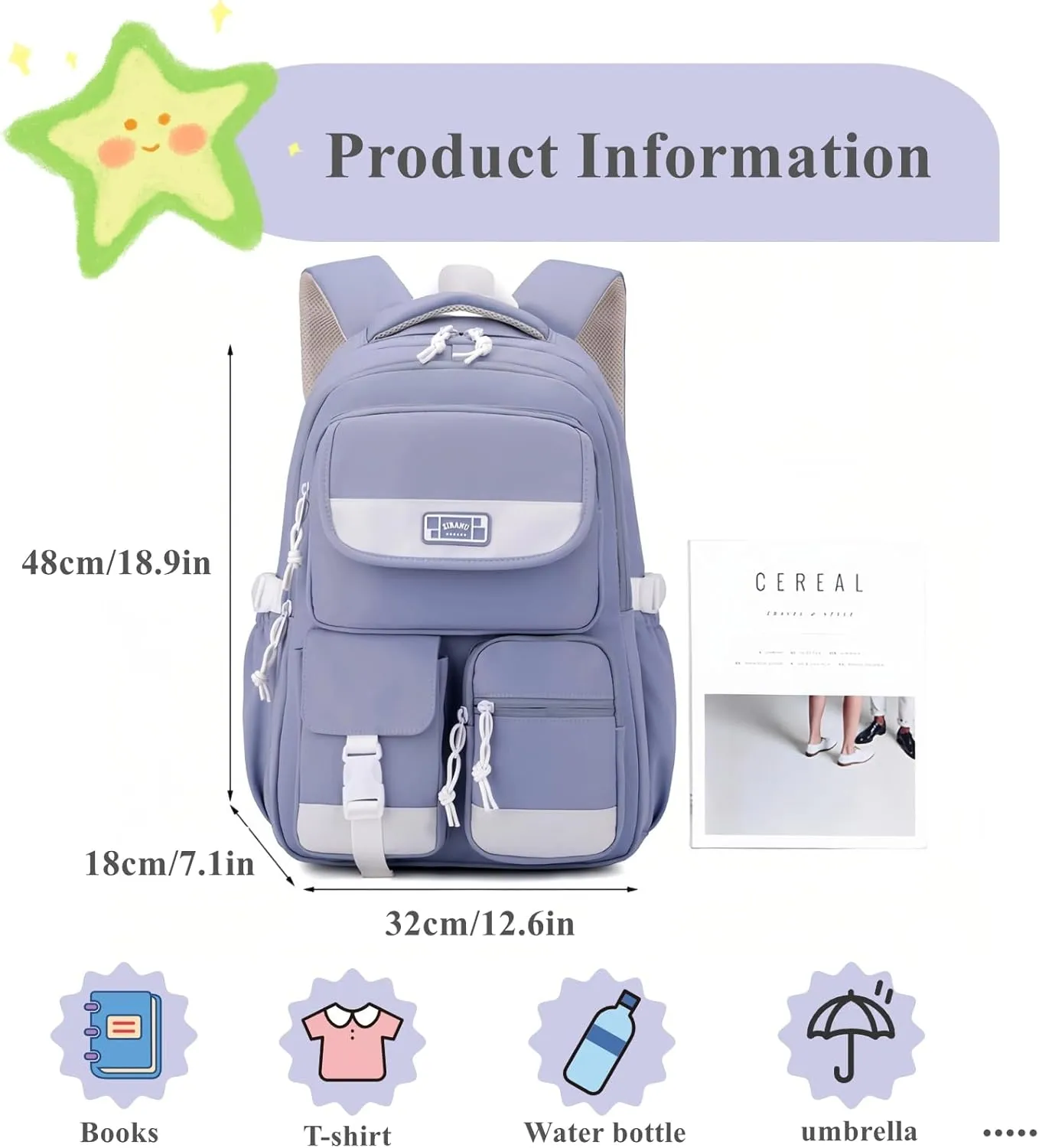 Cute Girls Backpack,Kids School Backpack for Girls Boys,Elementary Middle School Bags Lightweight Bookbag for Teens