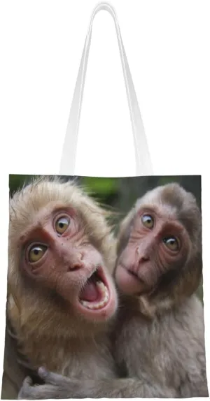 Cute Monkeys Tote Bag for Women Canvas Shopping Bags Reusable Beach Bag Grocery Bags Tote Shoulder Bag Gift Bags