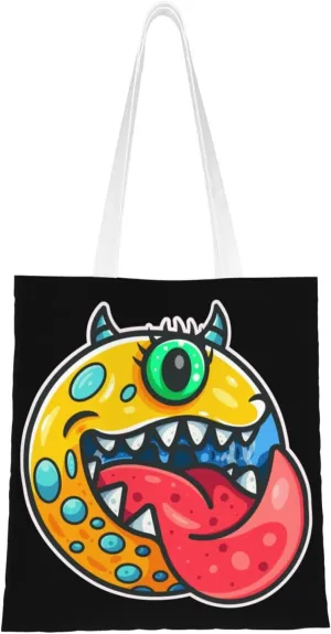 Cute Monsters Tote Bag for Women Canvas Shopping Bags Reusable Large Capacity Casual Shoulder Handbags Grocery Bags DIY Gift Bags