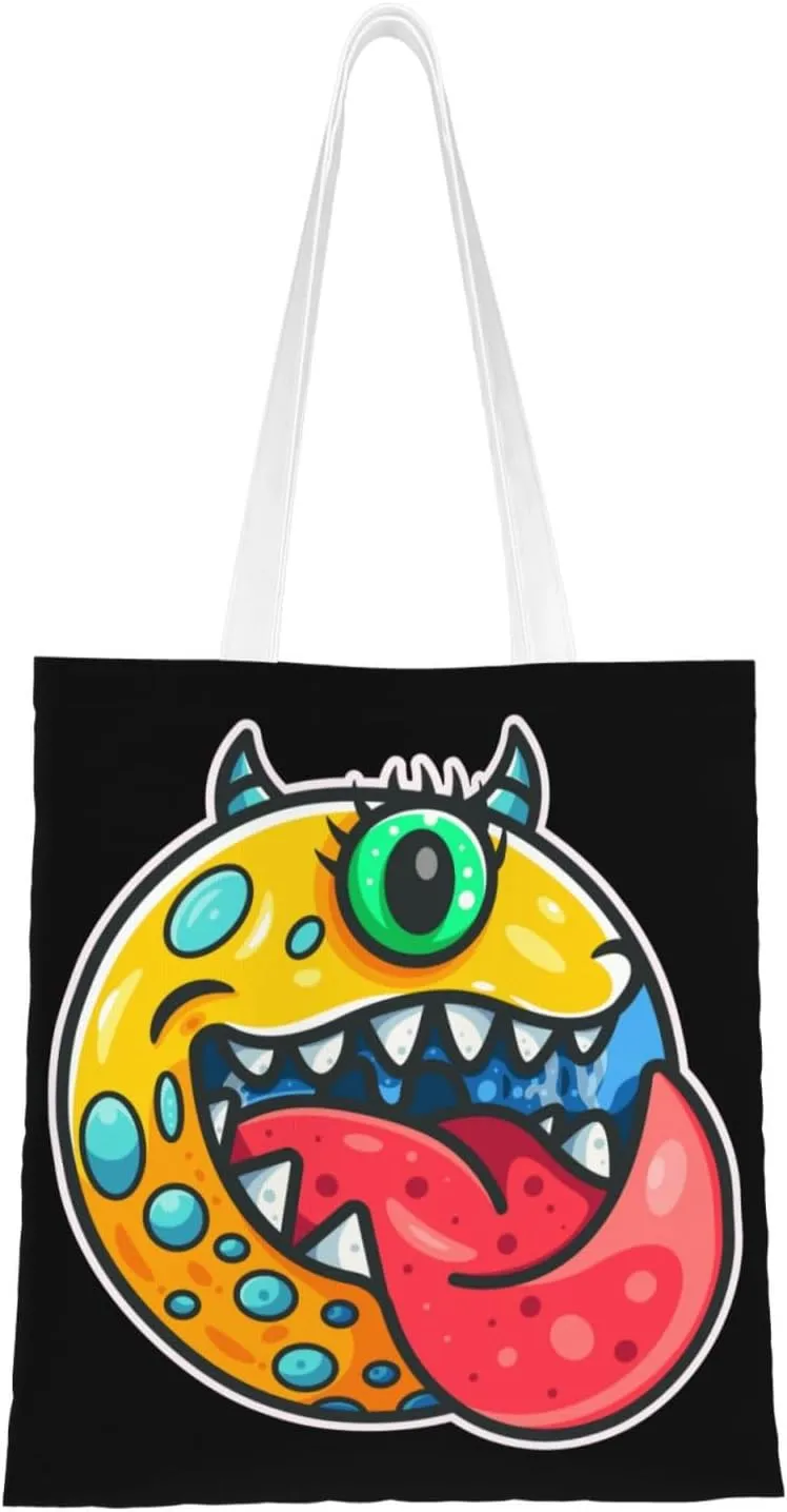 Cute Monsters Tote Bag for Women Canvas Shopping Bags Reusable Large Capacity Casual Shoulder Handbags Grocery Bags DIY Gift Bags