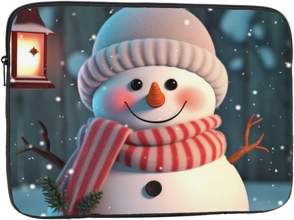 Cute Snowman Laptop Case 12 inch, Shockproof Protective Computer Sleeve Cover Water Resistant Laptop Bag Carrying Tablet Cover Briefcase Handbags Gifts for Men Women