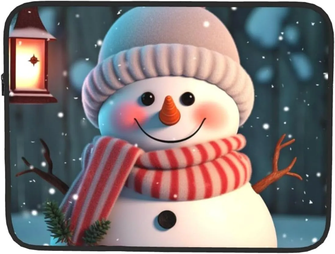 Cute Snowman Laptop Case 12 inch, Shockproof Protective Computer Sleeve Cover Water Resistant Laptop Bag Carrying Tablet Cover Briefcase Handbags Gifts for Men Women