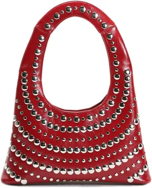 CUXVA Studded Purses Y2k Shoulder Bag 90s Punk Women Small Shouder Purse PU Leather Designer Handbags