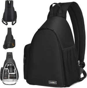 Cwatcun Sling Camera Bag, Camera Shoulder Crossbody Backpack, DSLR/SLR/Mirrorless Camera Case, Shockproof Photography Camera Chest Bag with Tripod Holder, Compatible with Canon/Nikon/Sony/Fuji