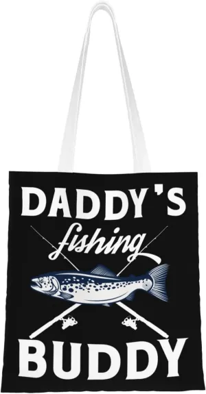 Daddy's Buddy Tote Bag for Women Canvas Shopping Bags Reusable Large Capacity Casual Shoulder Handbags Grocery Bags DIY Gift Bags