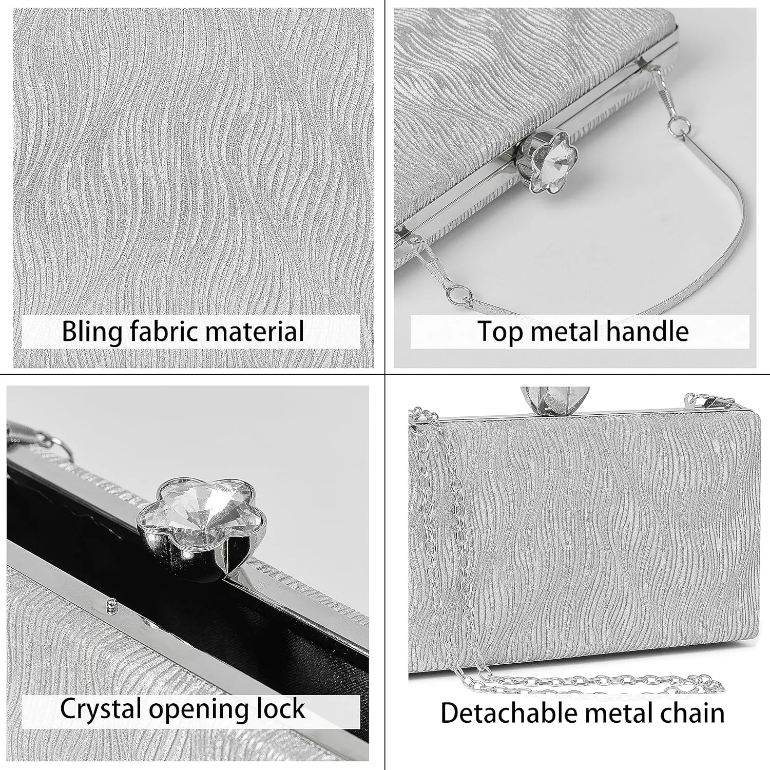 Daiblueland Straw Evening Purse For Women Elegant Hand Woven Top Handle Party Bag With Metal Chain