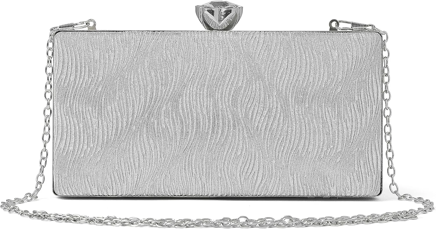 Daiblueland Straw Evening Purse For Women Elegant Hand Woven Top Handle Party Bag With Metal Chain