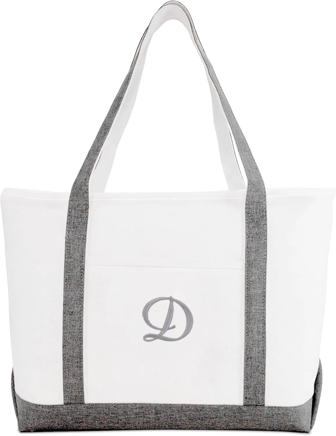 DALIX Gray Beach Tote Bag Personalized Gifts Women Shoulder Bags Letter A - Z