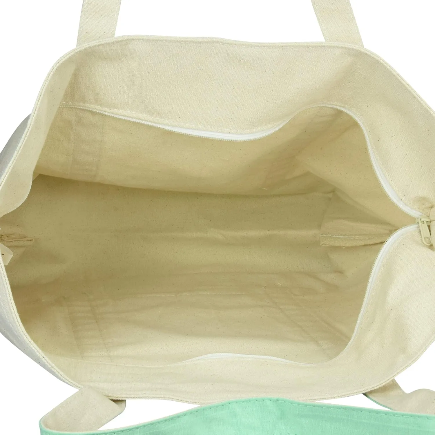 DALIX Initial Tote Bag Personalized Monogram Mint Green Zippered Top Letter - L