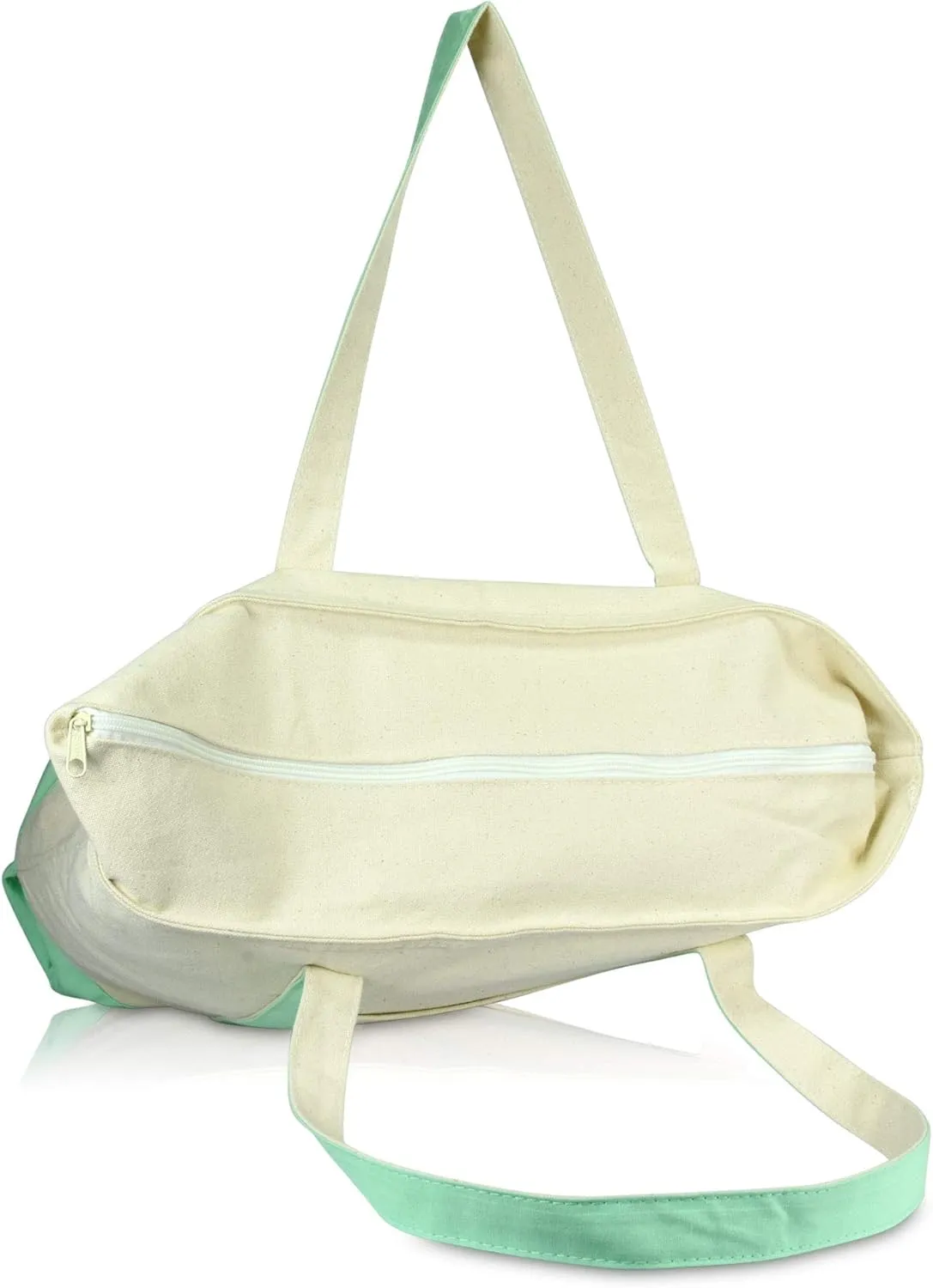 DALIX Initial Tote Bag Personalized Monogram Mint Green Zippered Top Letter - L