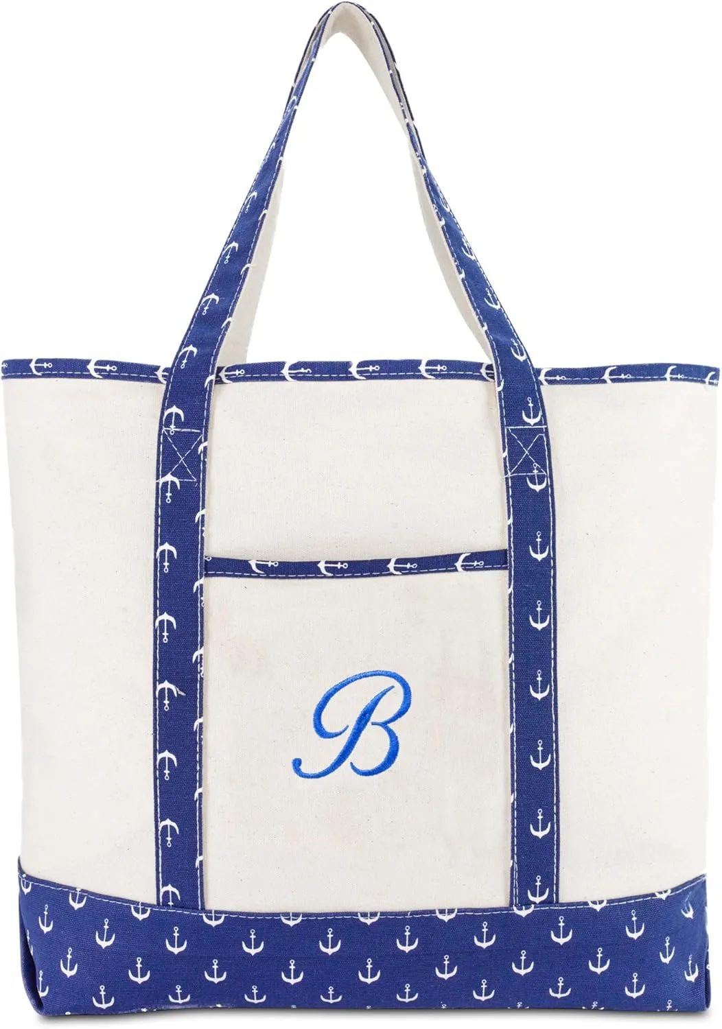 DALIX Large Tote Bag Shoulder Bags Personalized Gifts Ballent Blue Anchor A - Z