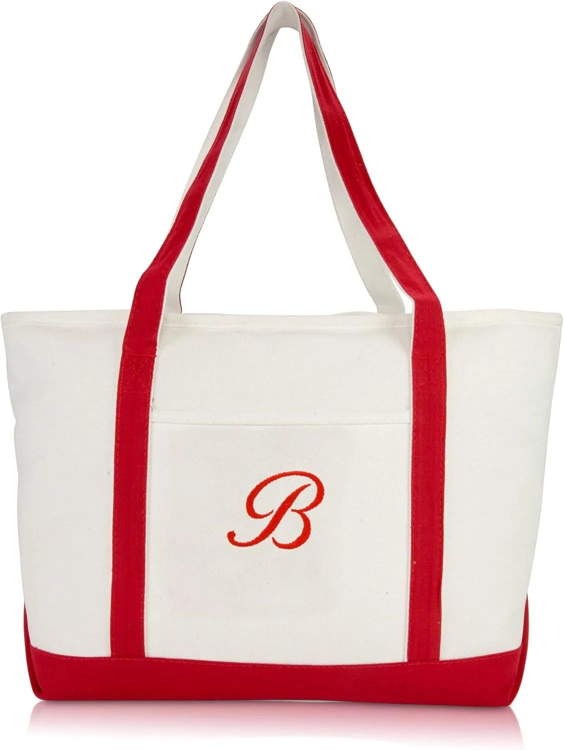 DALIX Premium Canvas Tote Bags Red Shoulder Bag Personalized Gifts A - Z
