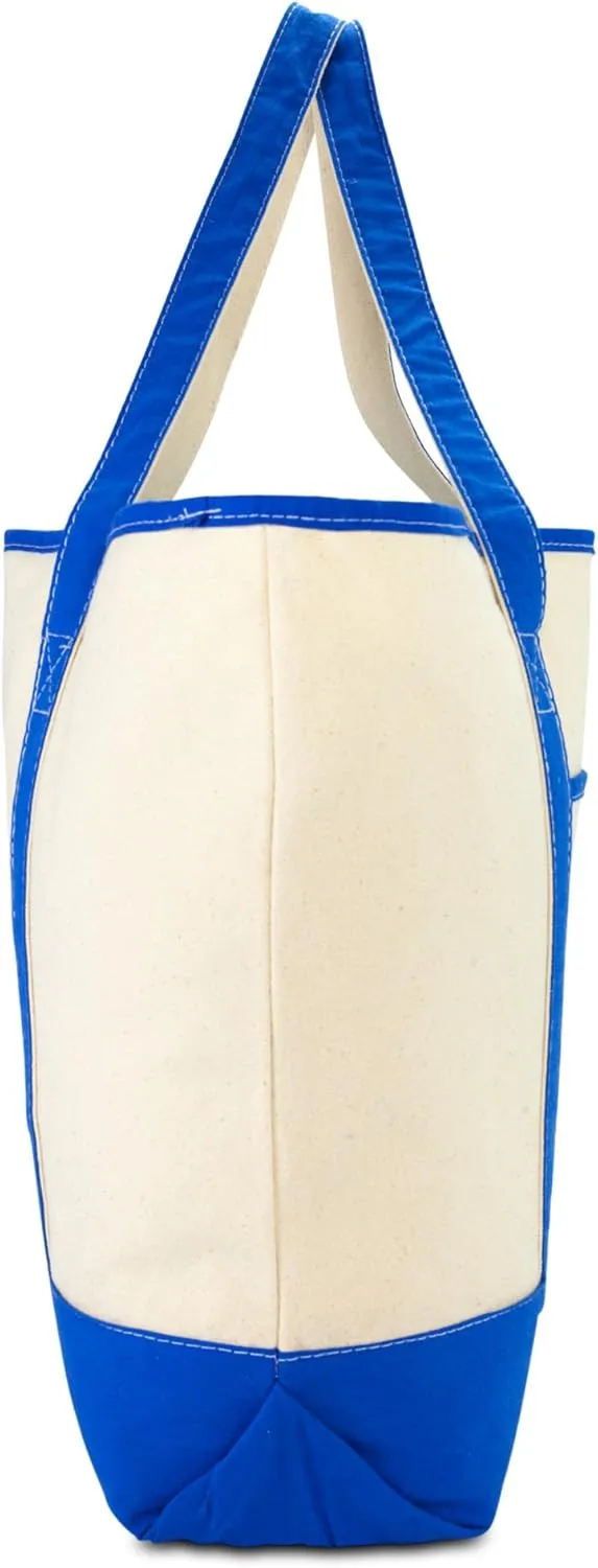 DALIX Women's Canvas Tote Bag Satchel Shoulder Bags Royal Blue Monogram A-Z