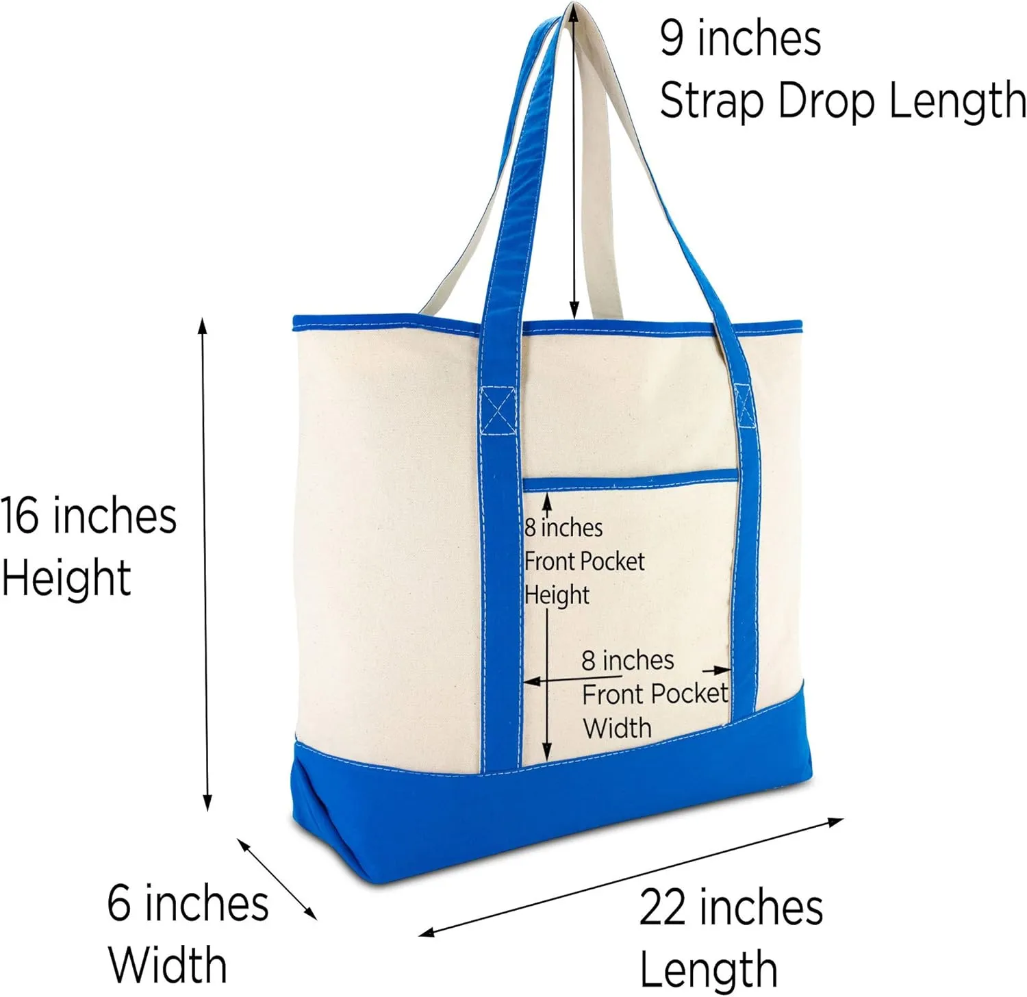 DALIX Women's Canvas Tote Bag Satchel Shoulder Bags Royal Blue Monogram A-Z