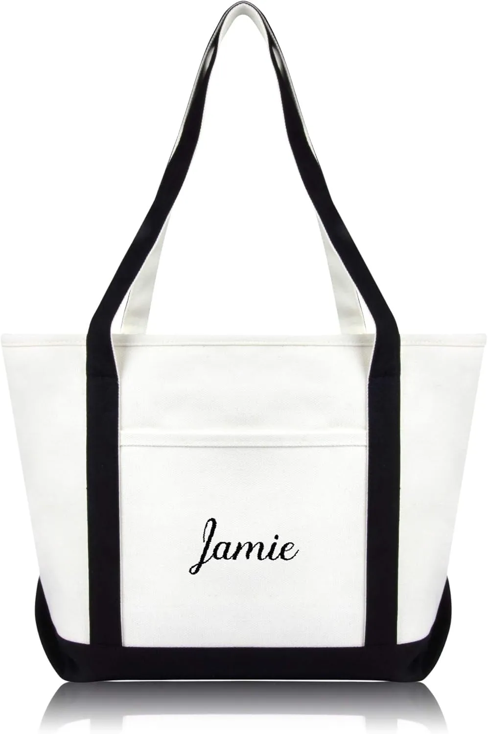 DALIX Womens Custom Names Monogrammed Premium Embroidered Tote Bag