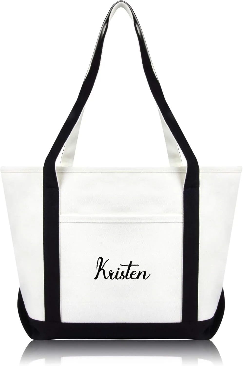 DALIX Womens Custom Names Monogrammed Premium Embroidered Tote Bag