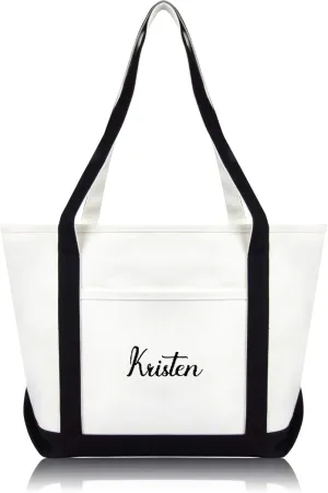 DALIX Womens Custom Names Monogrammed Premium Embroidered Tote Bag