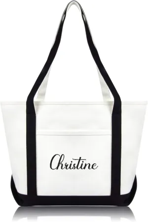 DALIX Womens Custom Names Monogrammed Premium Embroidered Tote Bag